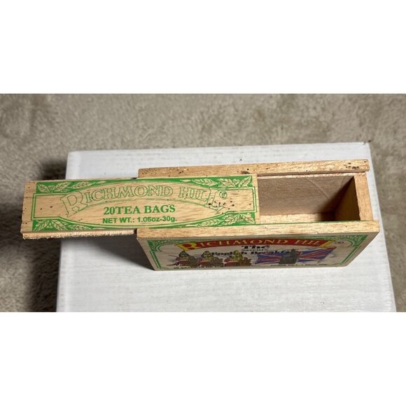 Wooden Tea Box Richmond Hill English Breakfast BOX ONLY 5 x 3" Slide Top Lid - Picture 7 of 11